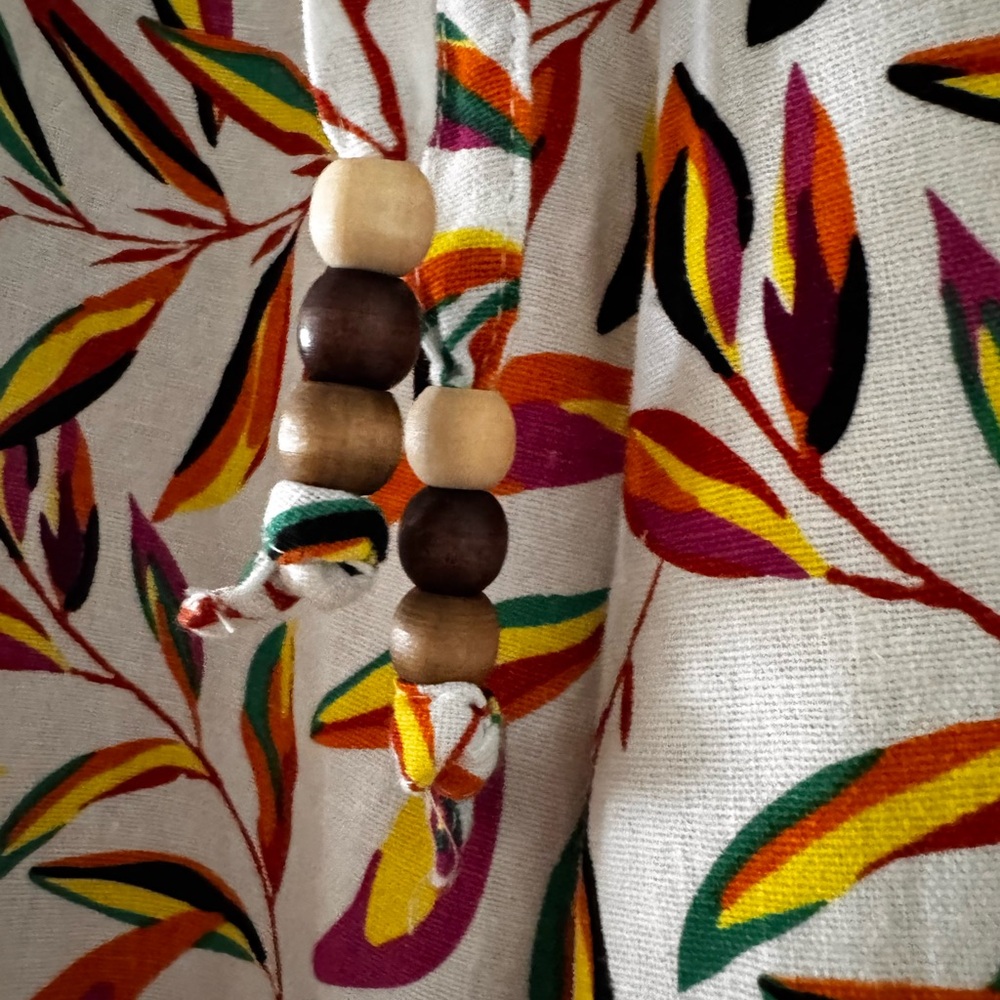 Calligraphie Leaf Print wiWooden Beads Pants - Picture 11 of 12